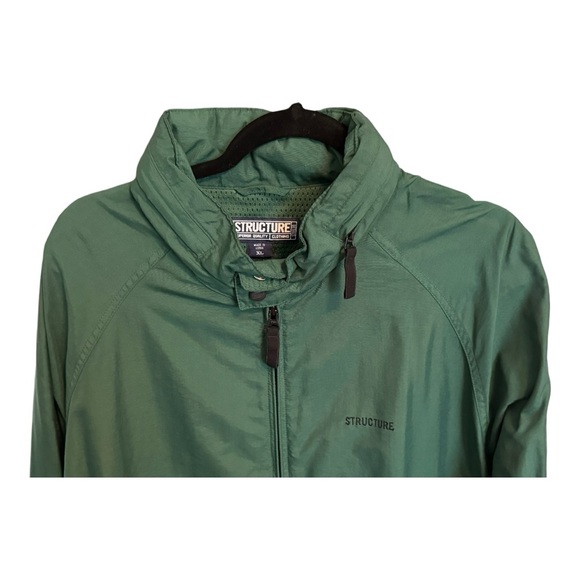 Structure Mens Size XL Zip Up Jacket Green Hidden Hood Adjustable Very Nice - Picture 6 of 15